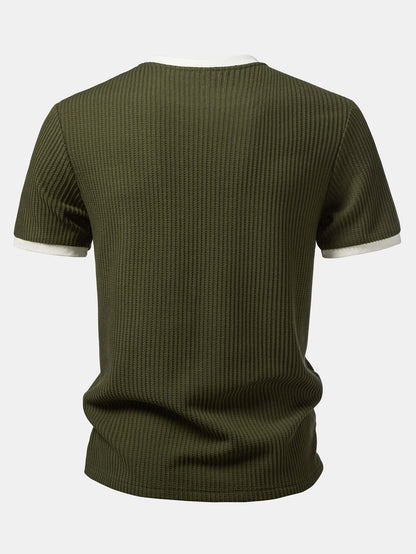 Contrast Waffle T-Shirt With Pocket & Drawstring Knitted Waffle Pants