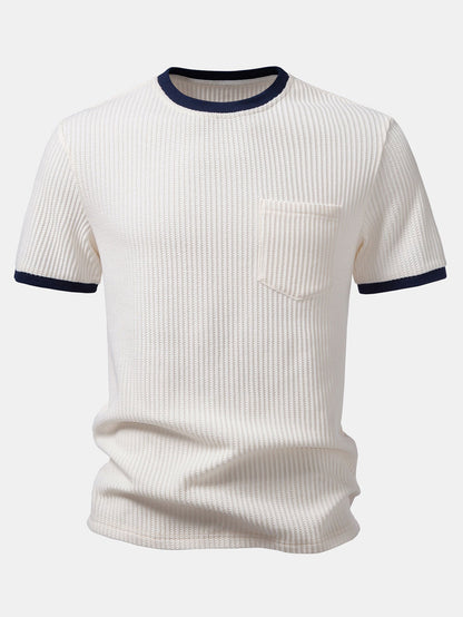 Contrast Waffle T-Shirt With Pocket & Drawstring Knitted Waffle Pants