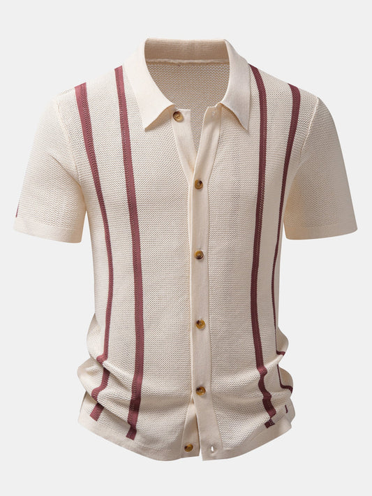 Stripe Crochet Button Up Shirt