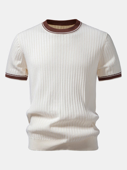 Contrast Trim Crew Neck Knit T-Shirt & Slim Fit Tapered Trousers