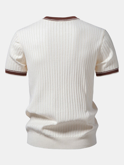 Contrast Trim Crew Neck Knit T-Shirt & Slim Fit Tapered Trousers