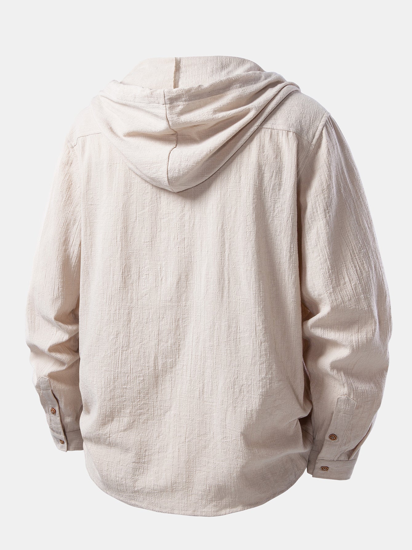 Linen Look Textured Hooded Shirt