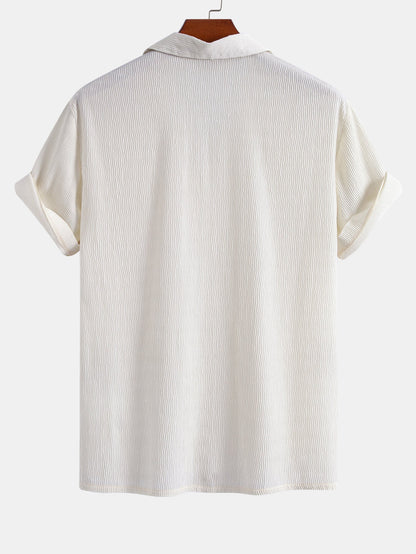 Textured Seersucker Short Sleeve Shirt & Drawstring Shorts Set