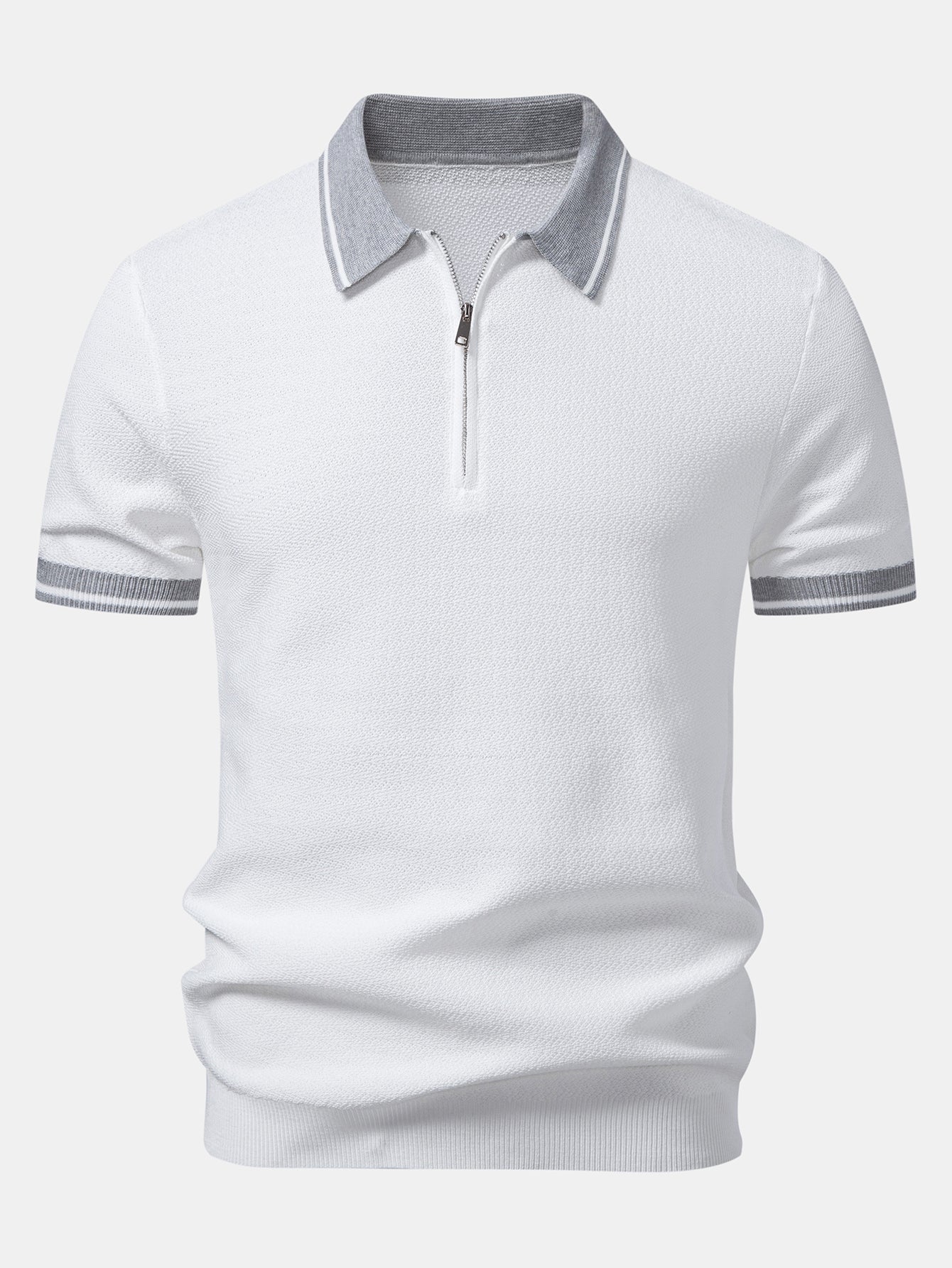 Contrast Zipper Knit Polo