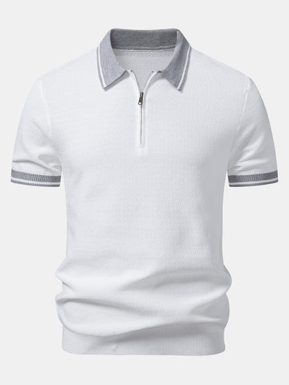 Contrast Zipper Knit Polo