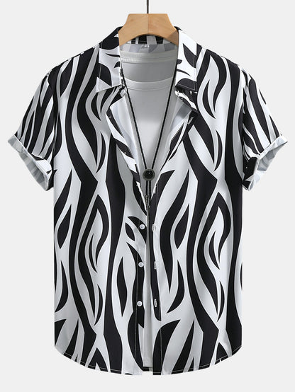 Abstract Print Button Up Shirt