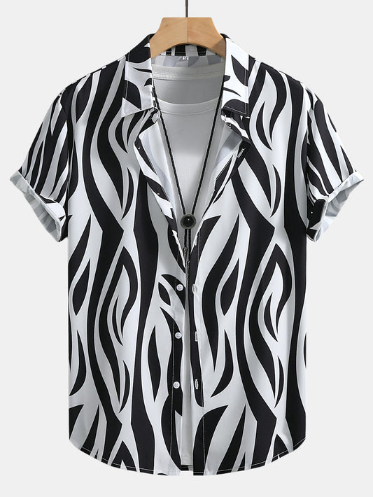 Abstract Print Button Up Shirt