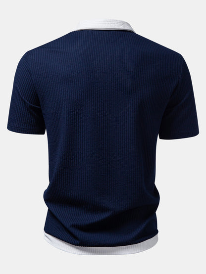 Contrast Ribbed Button Up Shirt & Straight Leg Ribbed Pants