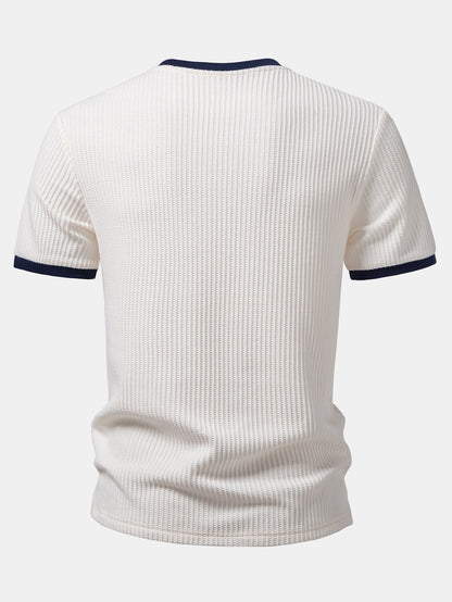 Contrast Waffle T-Shirt With Pocket & Drawstring Knitted Waffle Pants