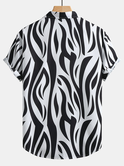 Abstract Print Button Up Shirt & Swim Shorts
