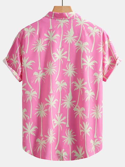 Palm Tree Print Button Up Shirt & Swim Shorts