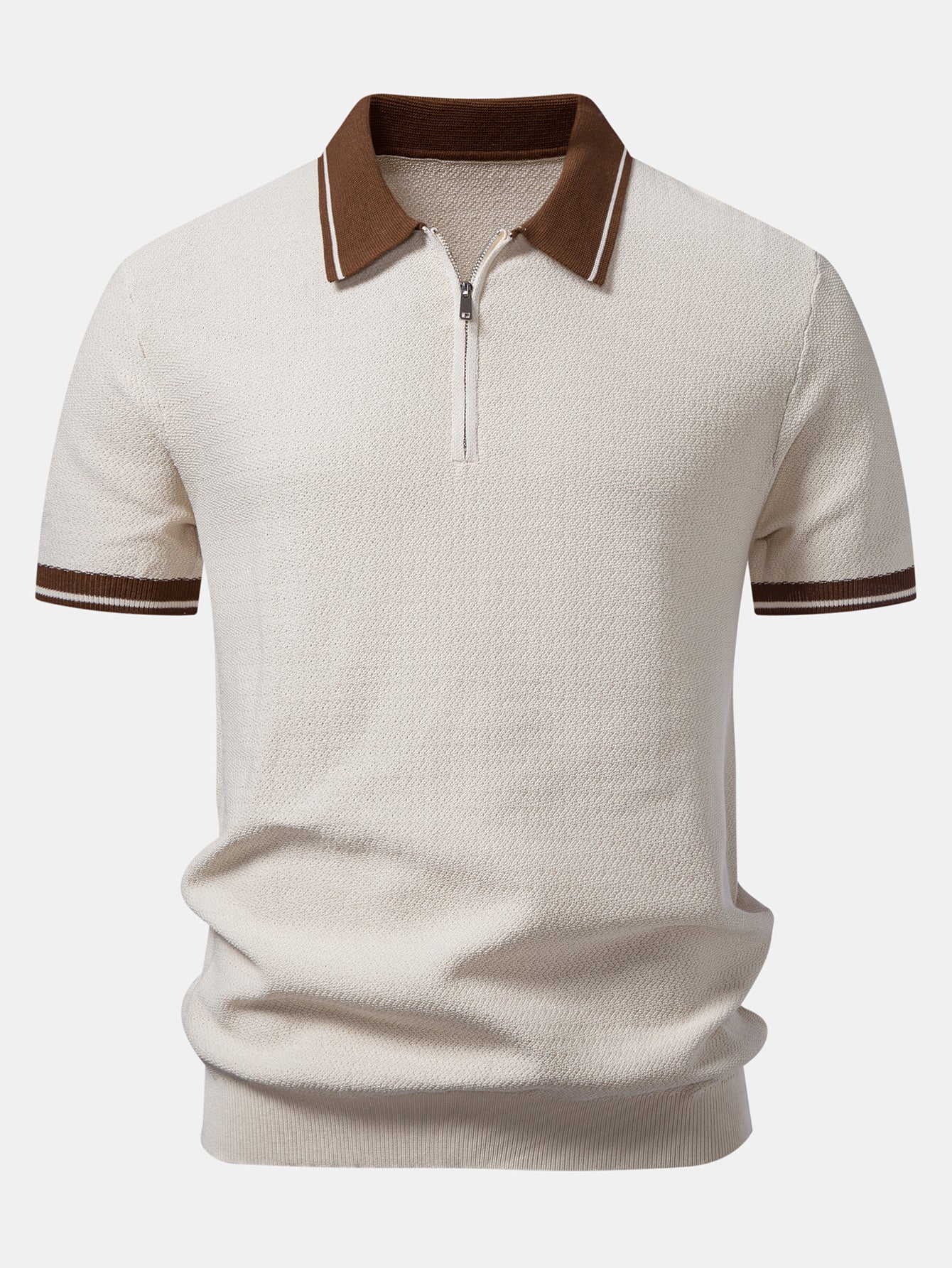 Contrast Zipper Knit Polo