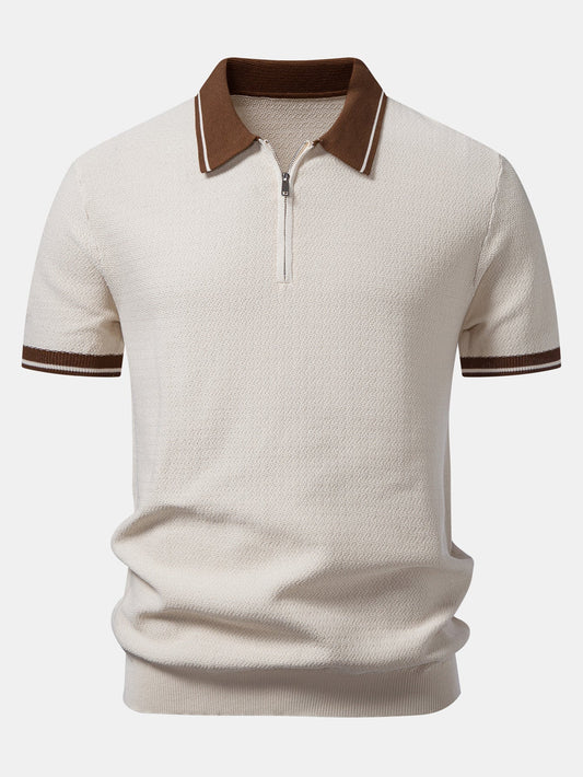 Contrast Zipper Knit Polo
