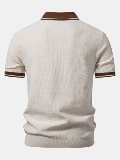 Contrast Zipper Knit Polo