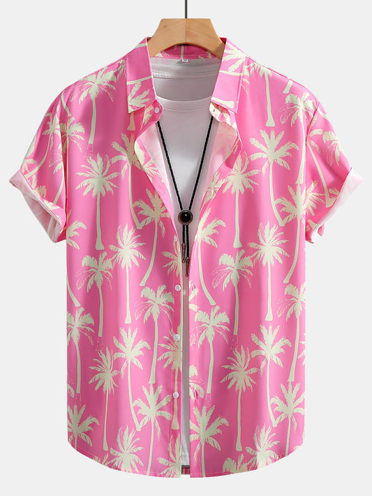 Palm Tree Print Button Up Shirt