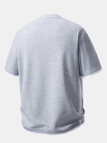 Relax Fit 2 In 1 Waffle Crew Collar T-Shirt