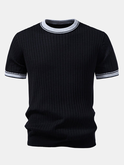 Contrast Trim Crew Neck Knit T-Shirt & Slim Fit Tapered Trousers