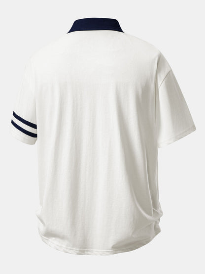 Relax Fit Vintage Car Print Contrast Collar Polo Shirt