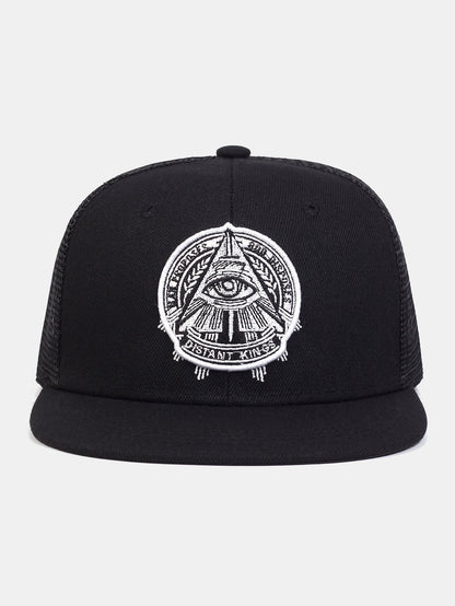 Eye Of God Embroidered Flat-brimmed Hat