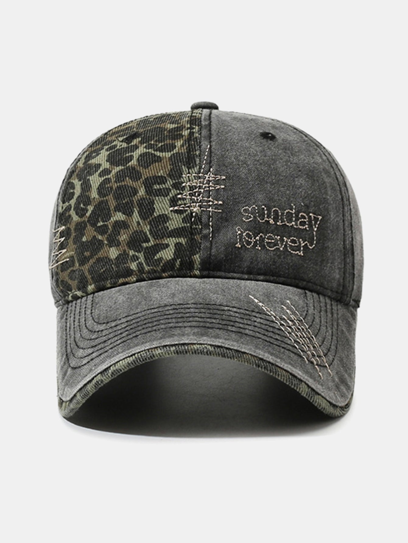 American Vintage Leopard Print Letter Embroidery Baseball Cap