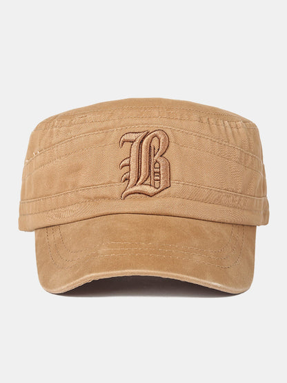 Vintage Military-Style Embroidered Flat Cap With A Casual Visor