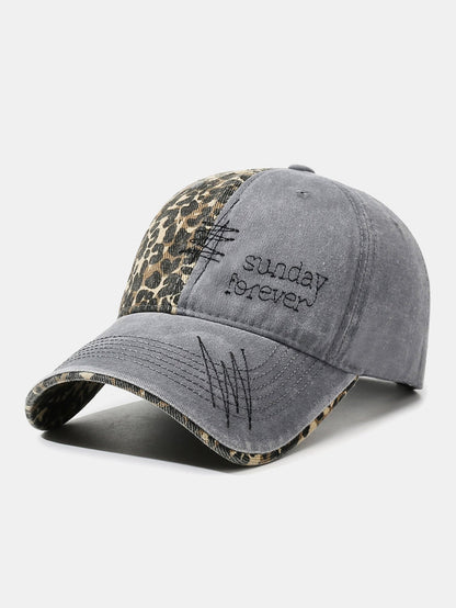 American Vintage Leopard Print Letter Embroidery Baseball Cap