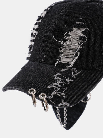 Punk Street Hip Hop Style Distressed Rabbit Ear Baseball Cap