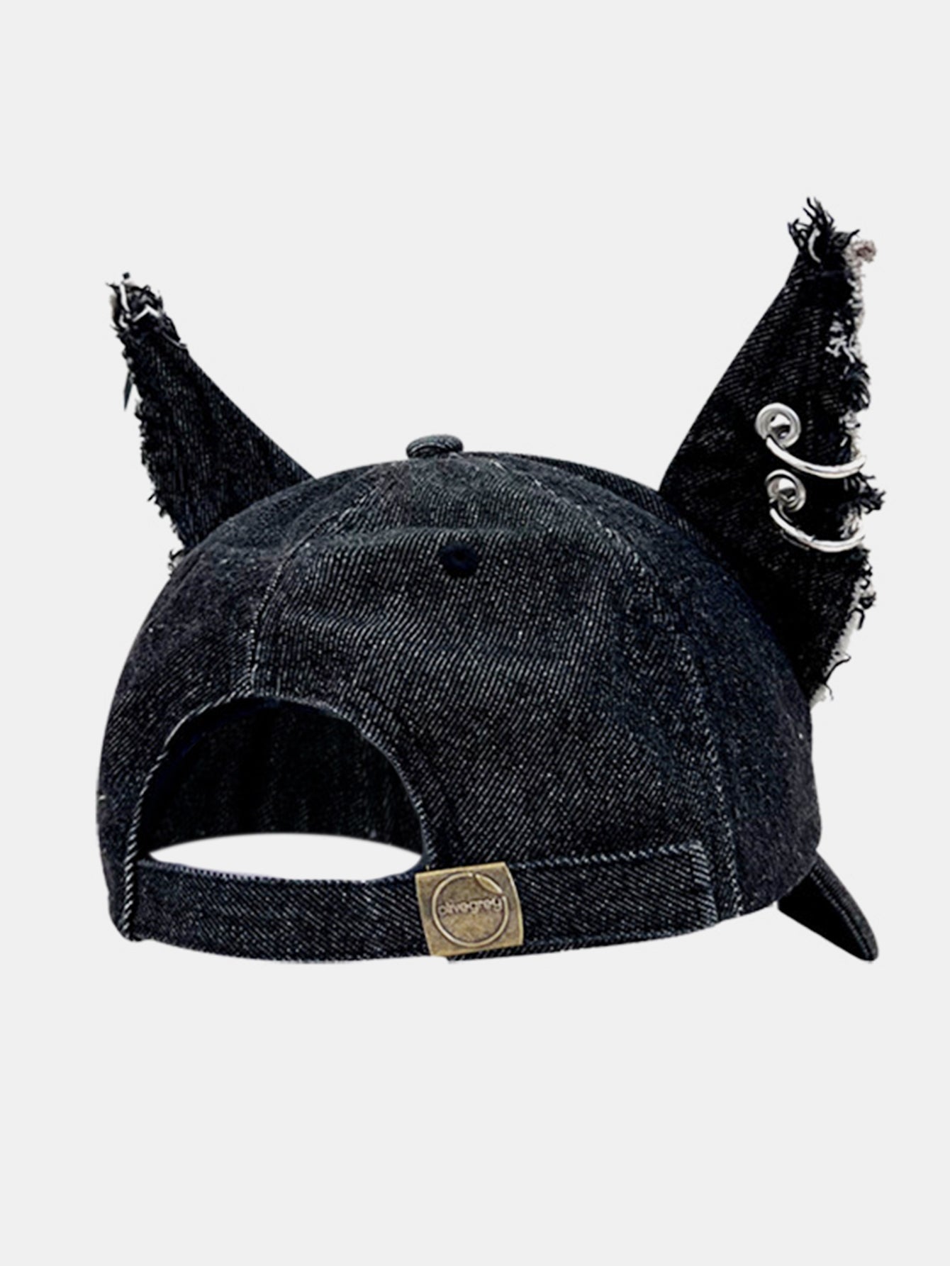 Gothic Western Distressed Denim Baseball Cap With Metal Rings