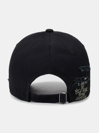 Vintage Baseball Cap With Irregular Distressed Frayed Edges And Tassels