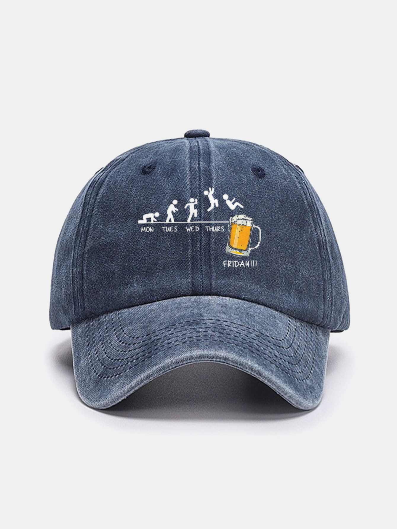 Beer Weekly Plan Print Washed Baseball Cap