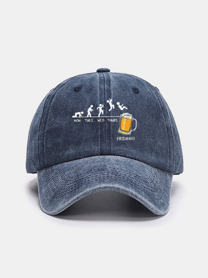 Beer Weekly Plan Print Washed Baseball Cap