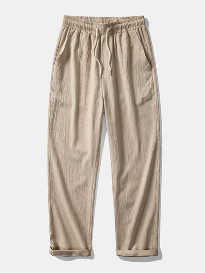 Geometric Jacquard Button Up Shirt & Crinkle Textured Straight Leg Pants