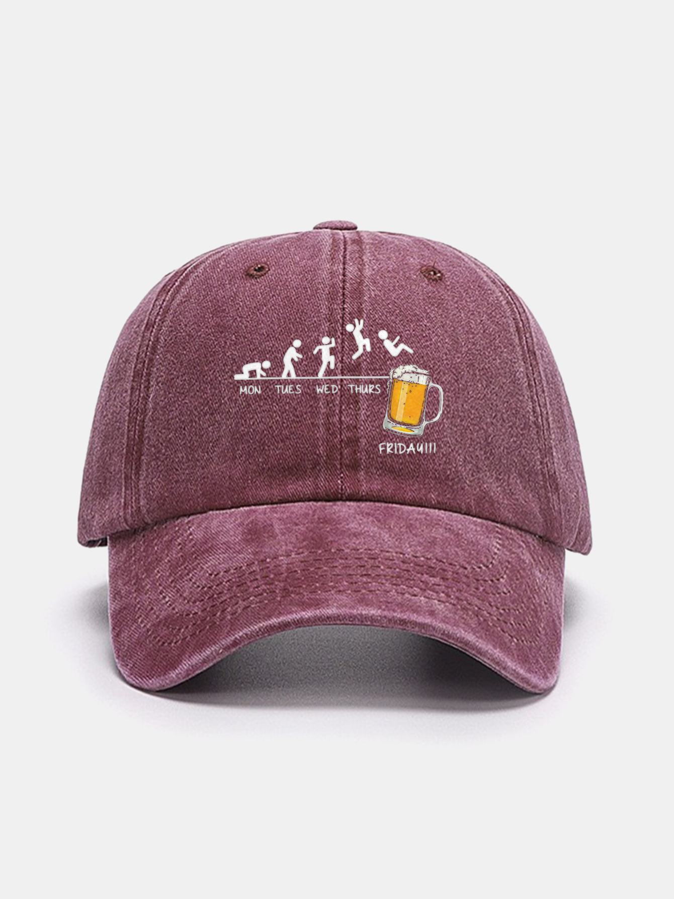 Beer Weekly Plan Print Washed Baseball Cap