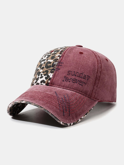 American Vintage Leopard Print Letter Embroidery Baseball Cap