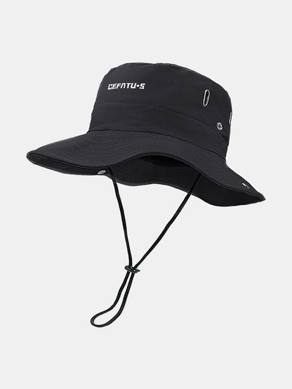 Outdoor Wide-Brimmed Sun Hat With Foldable Brim And Elastic Breathable Mesh Face Mask