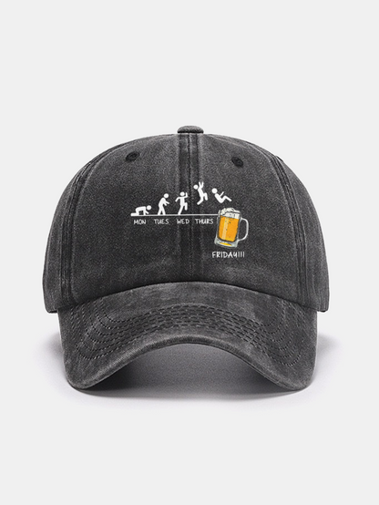 Beer Weekly Plan Print Washed Baseball Cap