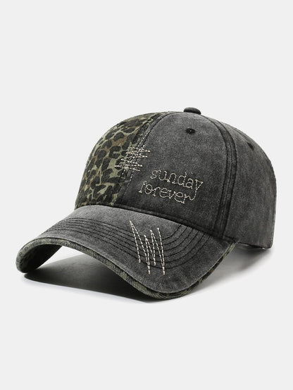 American Vintage Leopard Print Letter Embroidery Baseball Cap