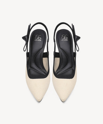 EverLush Bowknot Pointed Toe Heeled Slingback