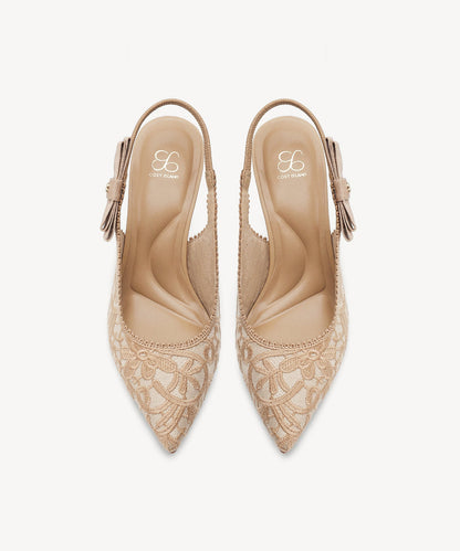 EverLush Bowknot Pointed Toe Heeled Slingback