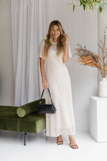 Airlie Natural Crochet Maxi Dress