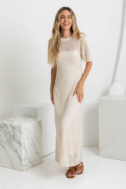 Airlie Natural Crochet Maxi Dress