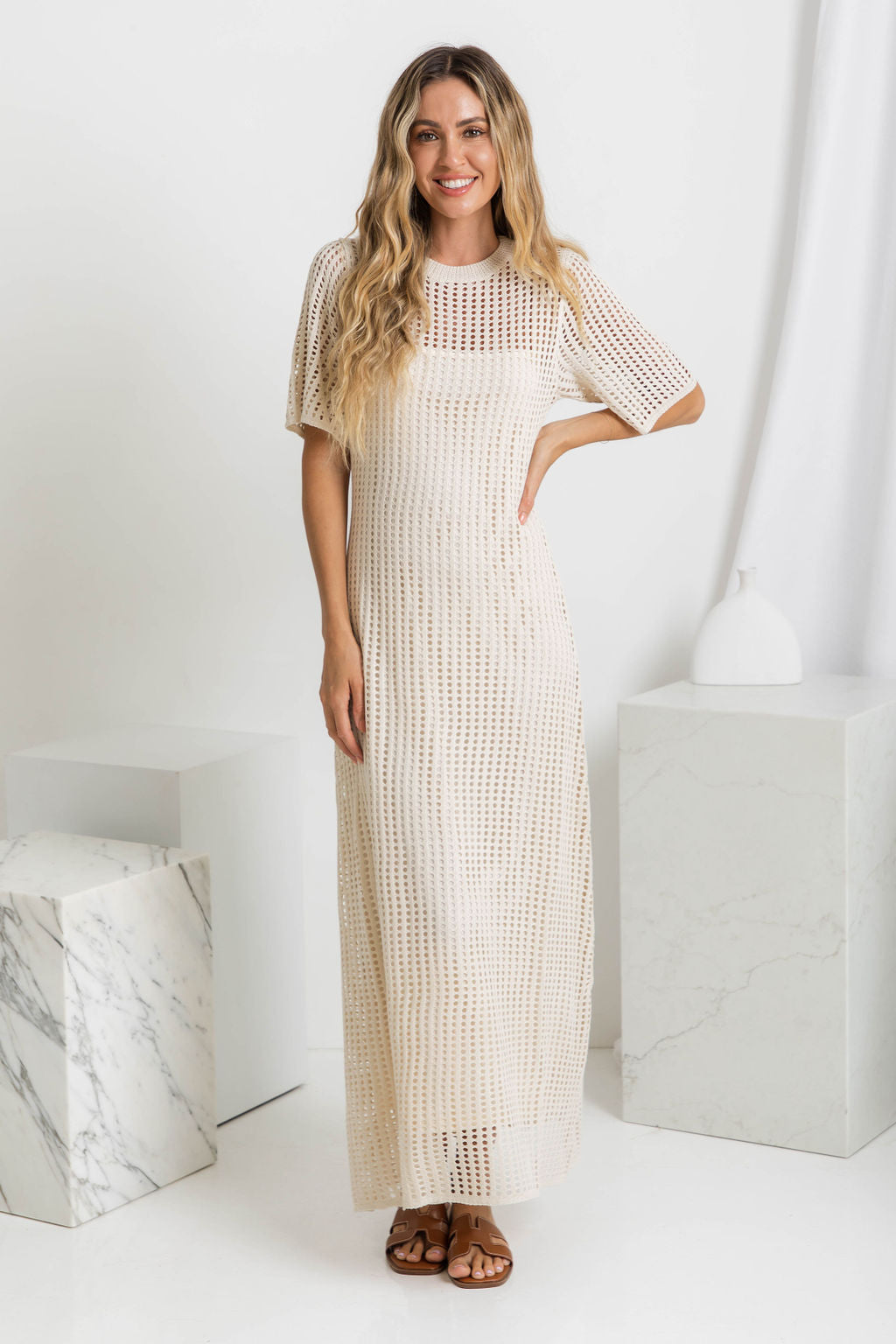 Airlie Natural Crochet Maxi Dress