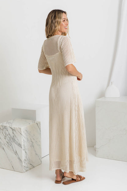 Airlie Natural Crochet Maxi Dress
