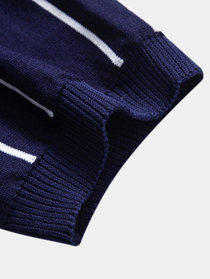 Stripe Button Up Knit Shirt & Slim Fit Tapered Trousers