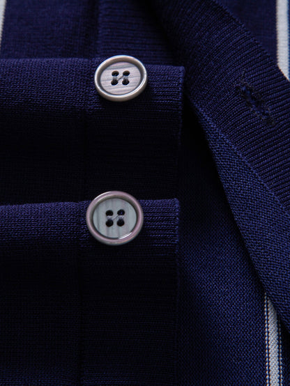 Stripe Button Up Knit Shirt & Slim Fit Tapered Trousers