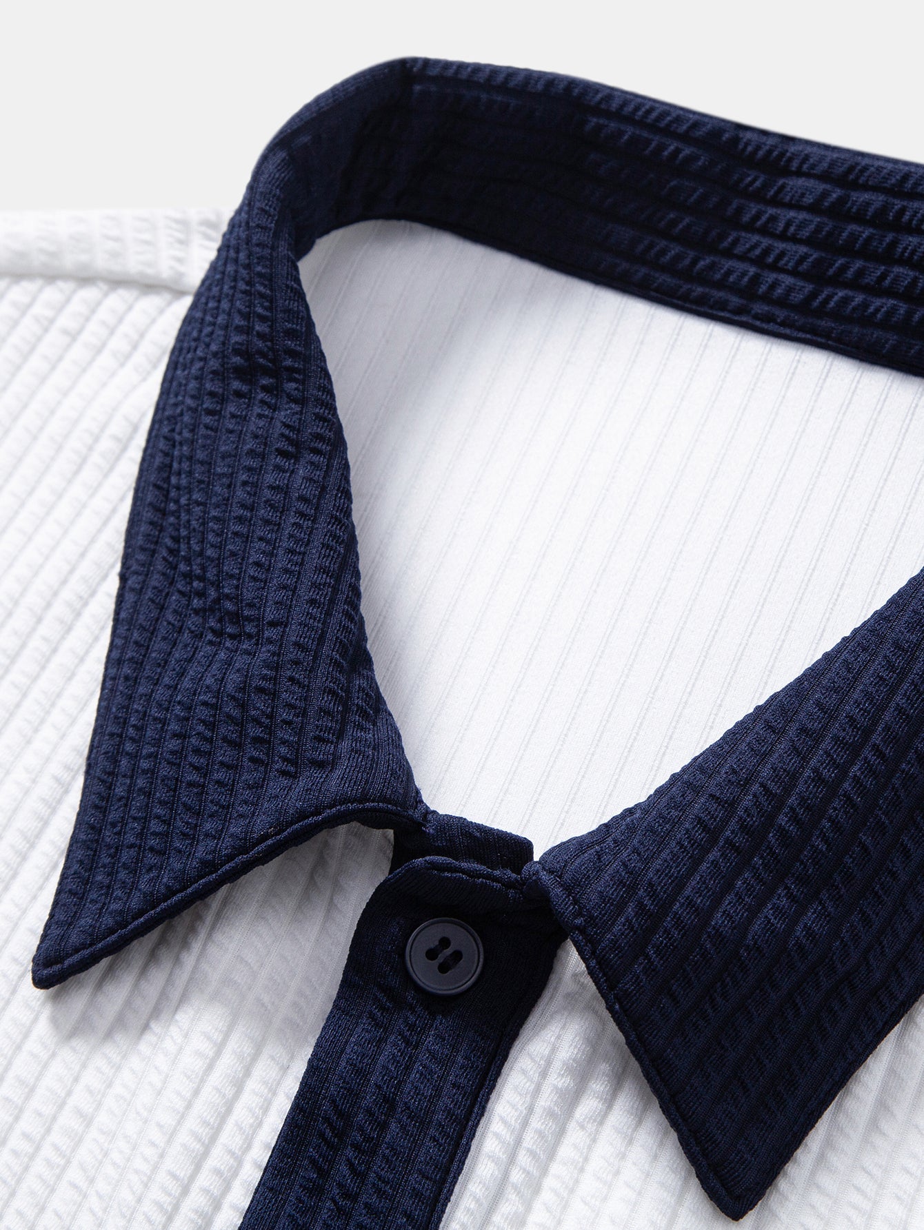 Contrast Ribbed Button Up Shirt