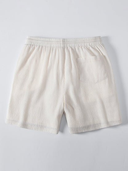 Textured Seersucker Short Sleeve Shirt & Drawstring Shorts Set