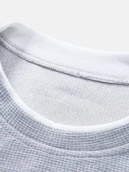 Relax Fit 2 In 1 Waffle Crew Collar T-Shirt