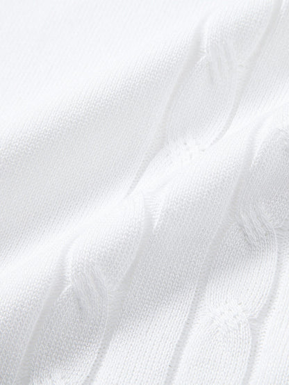 Contrast Trim Twisted Jacquard Knit Polo & Slim Fit Tapered Trousers