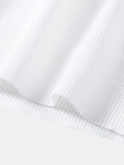 Contrast Trim Twisted Jacquard Knit Polo
